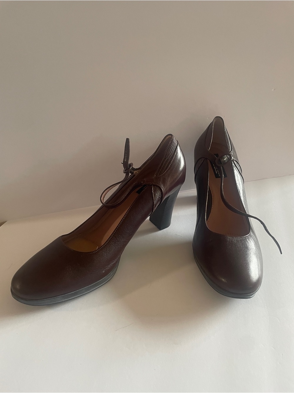 Beautifeel Brown Leather High Heel Mary Jane Pumps